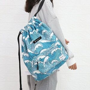 Risefit Teal Wave Drawstring Bag